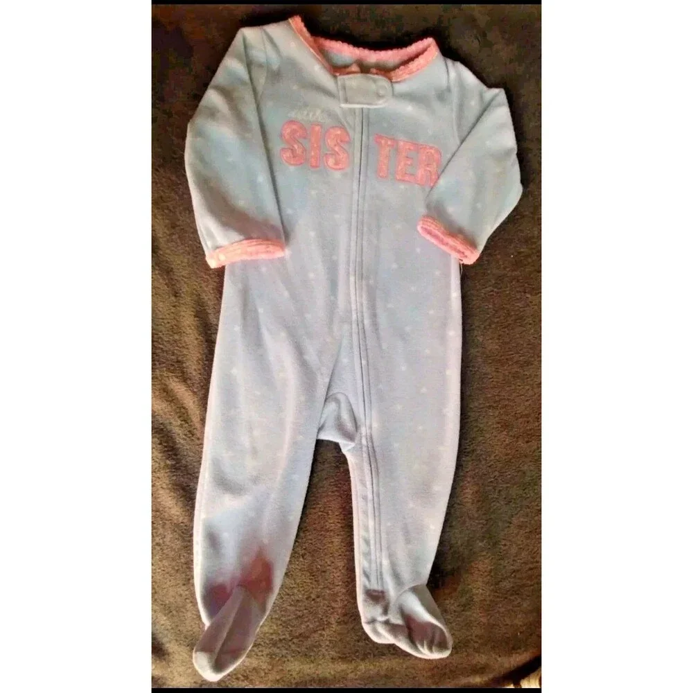 pajama 9 months Girls Carters sleeper Fleece little sister infant sleepwear baby